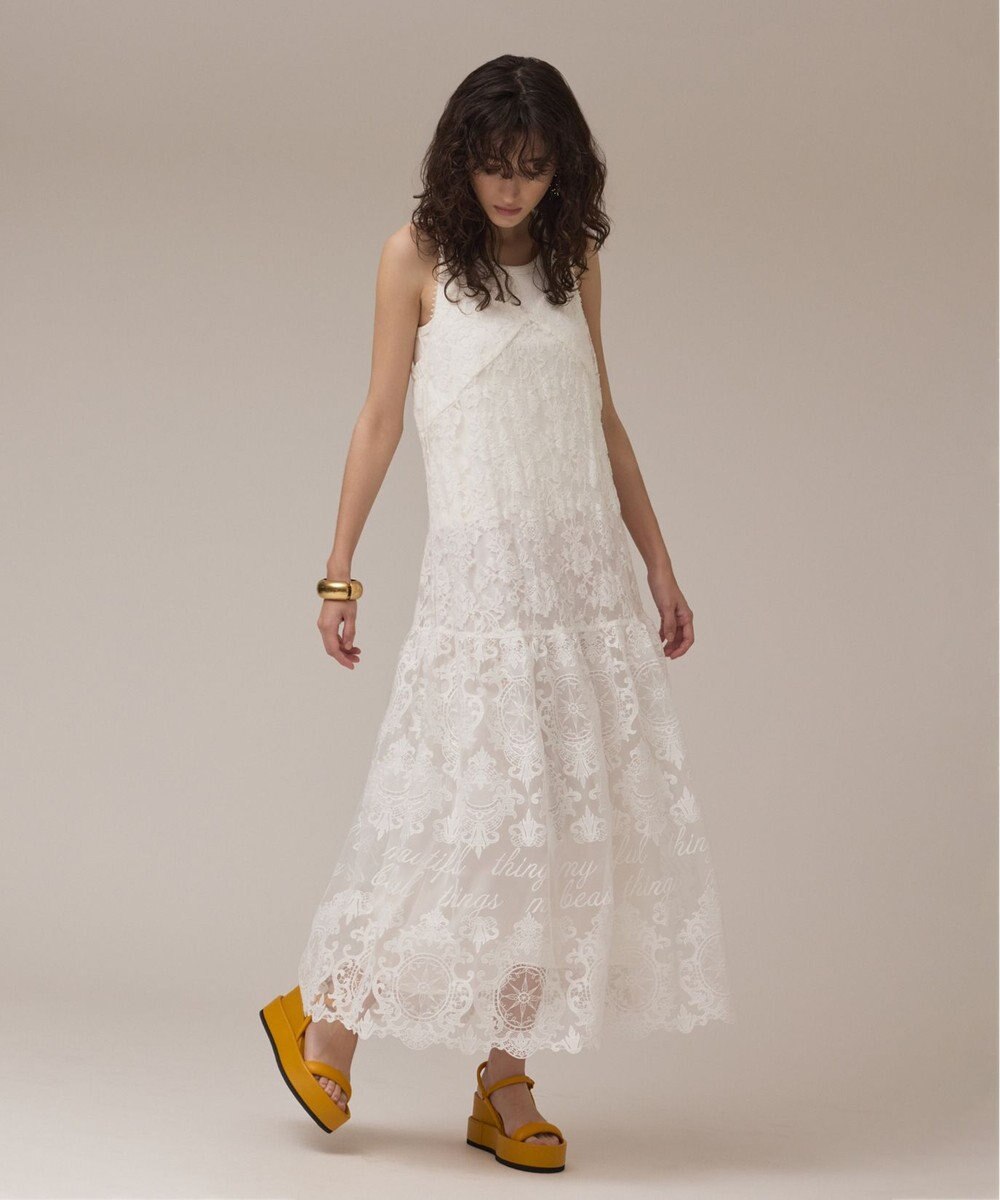 GRACE CONTINENTAL ロゴ刺繍レースワンピース 