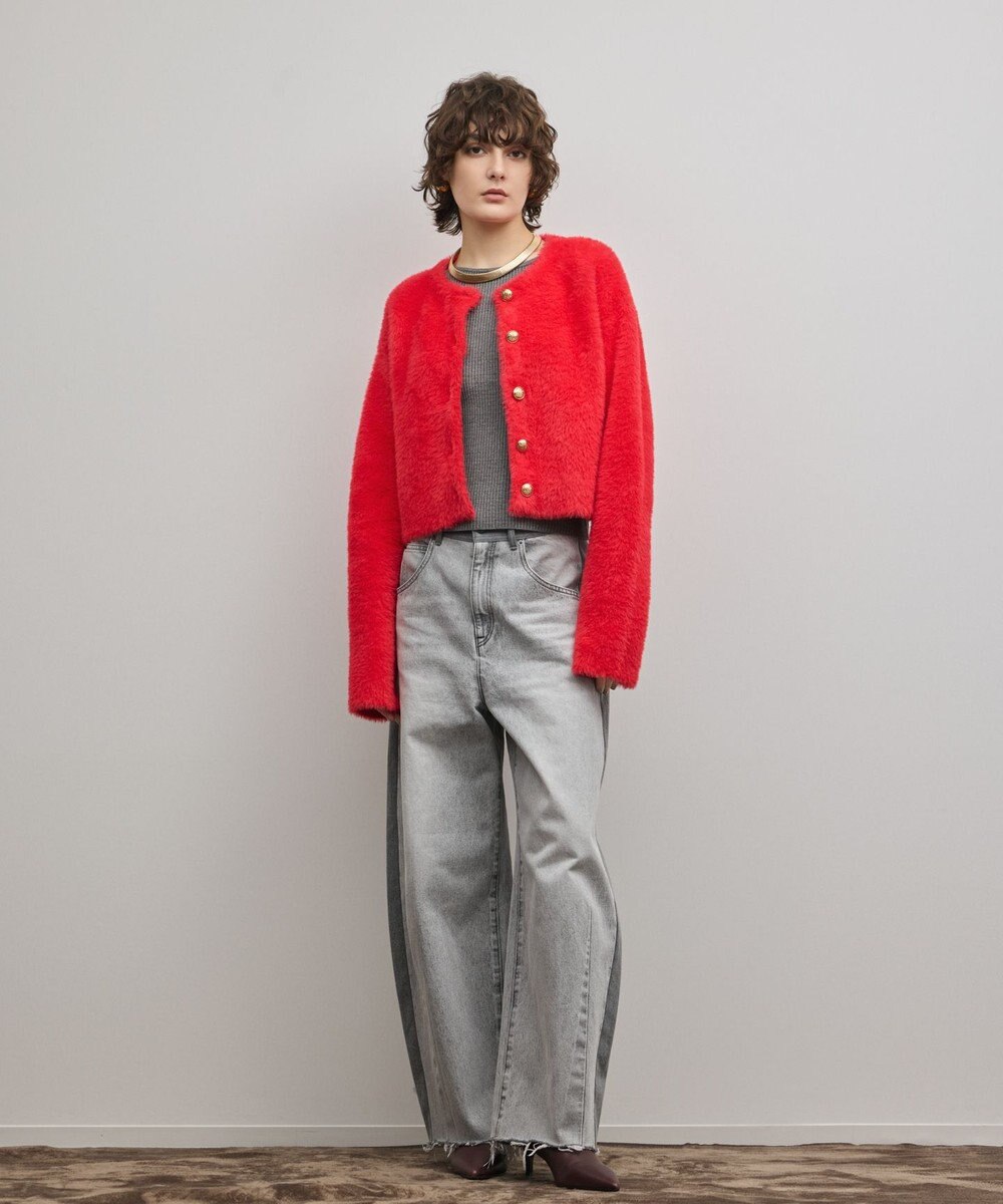 GRACE CONTINENTAL フェザーショートニットカーディガン 