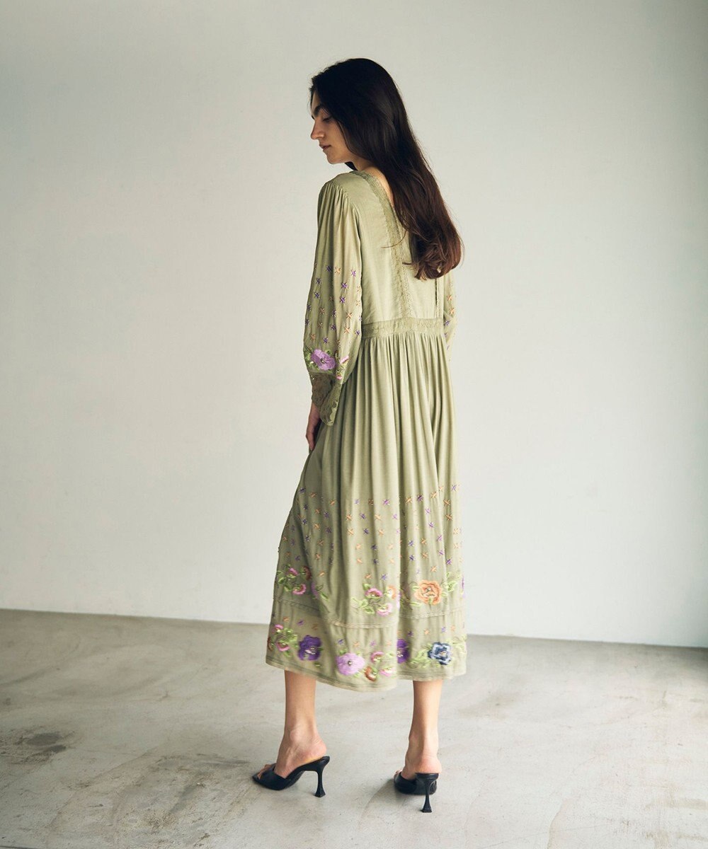 GRACE CONTINENTAL フラワー刺繍エスニックワンピース 