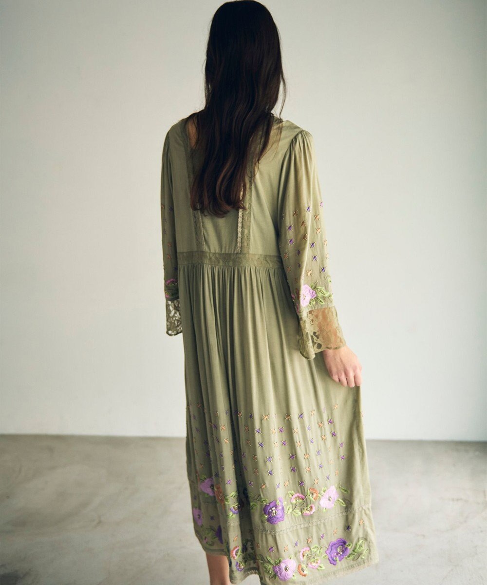 GRACE CONTINENTAL フラワー刺繍エスニックワンピース 