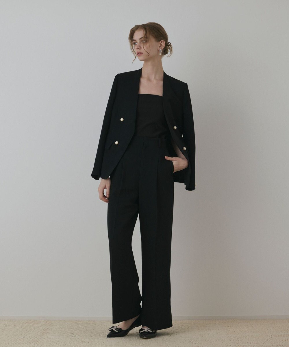 GRACE CONTINENTAL パールボタンノーカラージャケット 