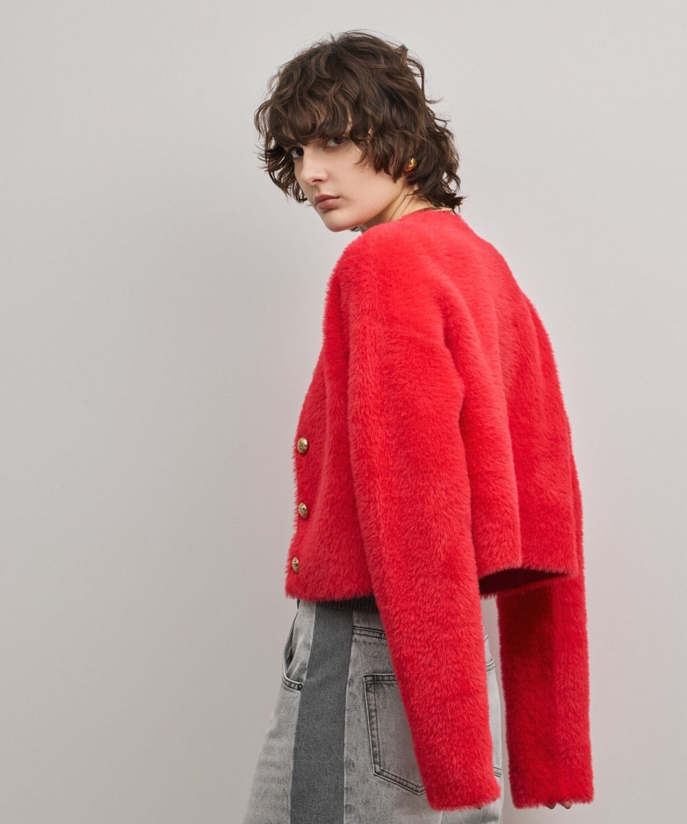 GRACE CONTINENTAL フェザーショートニットカーディガン 