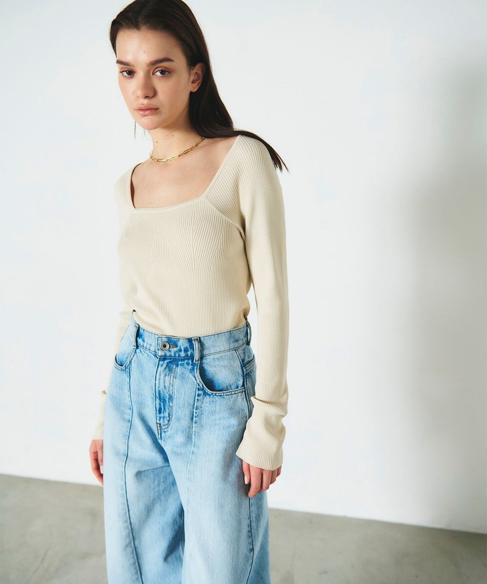 GRACE CONTINENTAL リブスクエアニットトップ