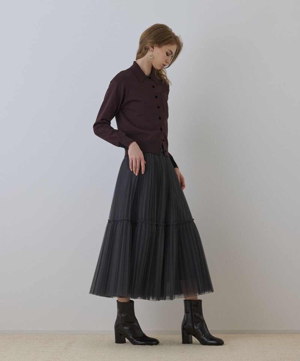 GRACE CONTINENTAL バイカラーロゴニットカーディガン 