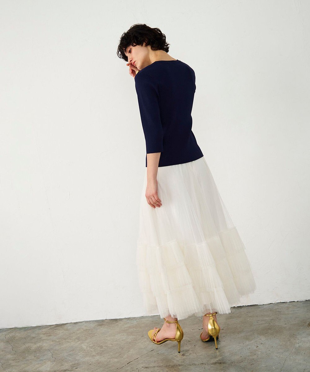 GRACE CONTINENTAL メタル釦リブニットトップ