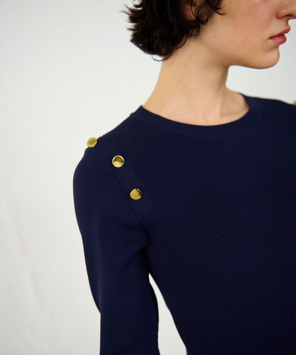 GRACE CONTINENTAL メタル釦リブニットトップ