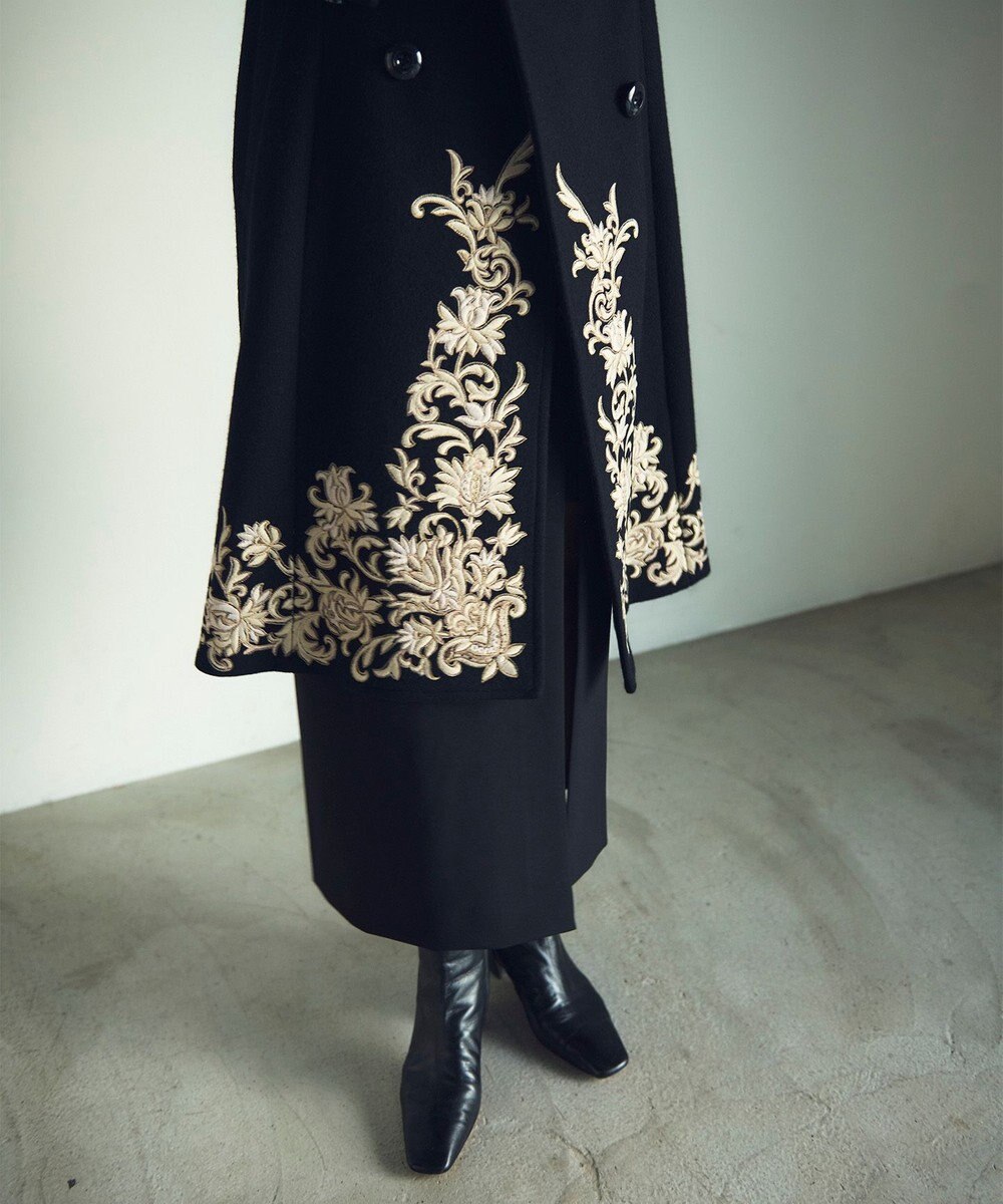 GRACE CONTINENTAL 刺繍ウールコート 