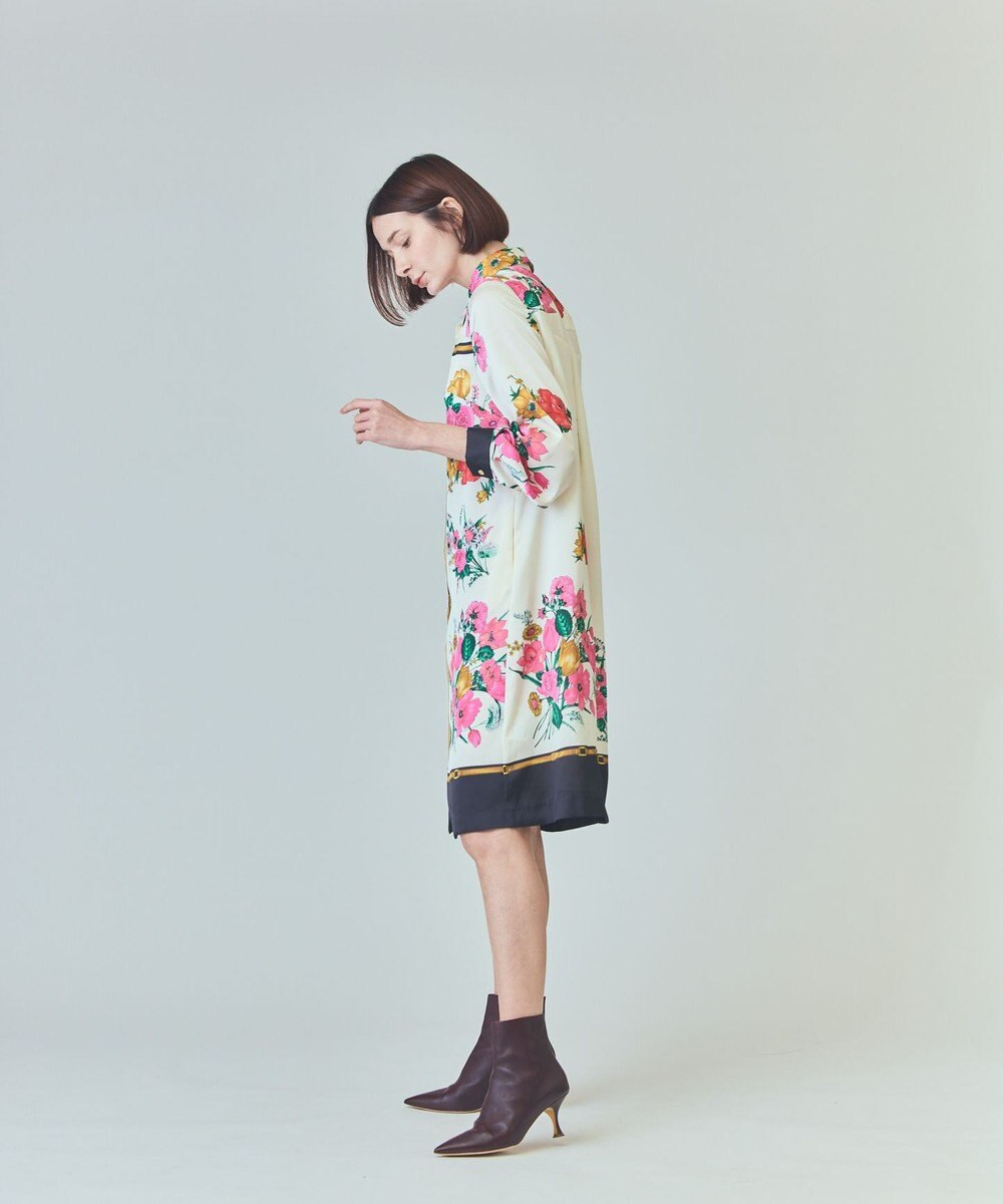 GRACE CONTINENTAL ボタニカルスカーフプリントワンピース 