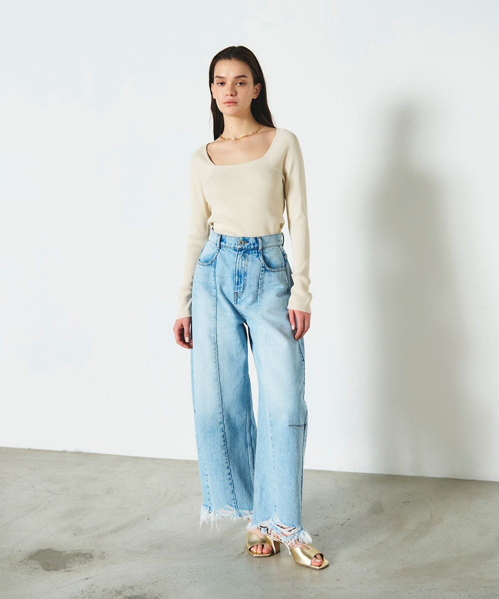 GRACE CONTINENTAL リブスクエアニットトップ