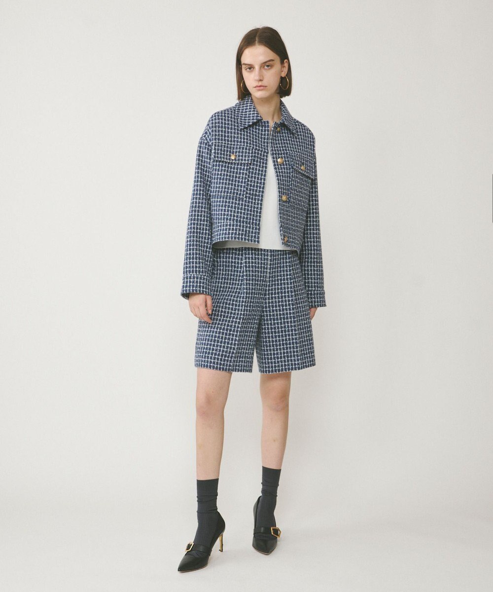 GRACE CONTINENTAL チェックツイードハーフパンツ 