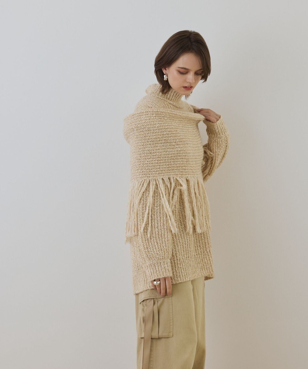 GRACE CONTINENTAL フリンジケープニットトップ 