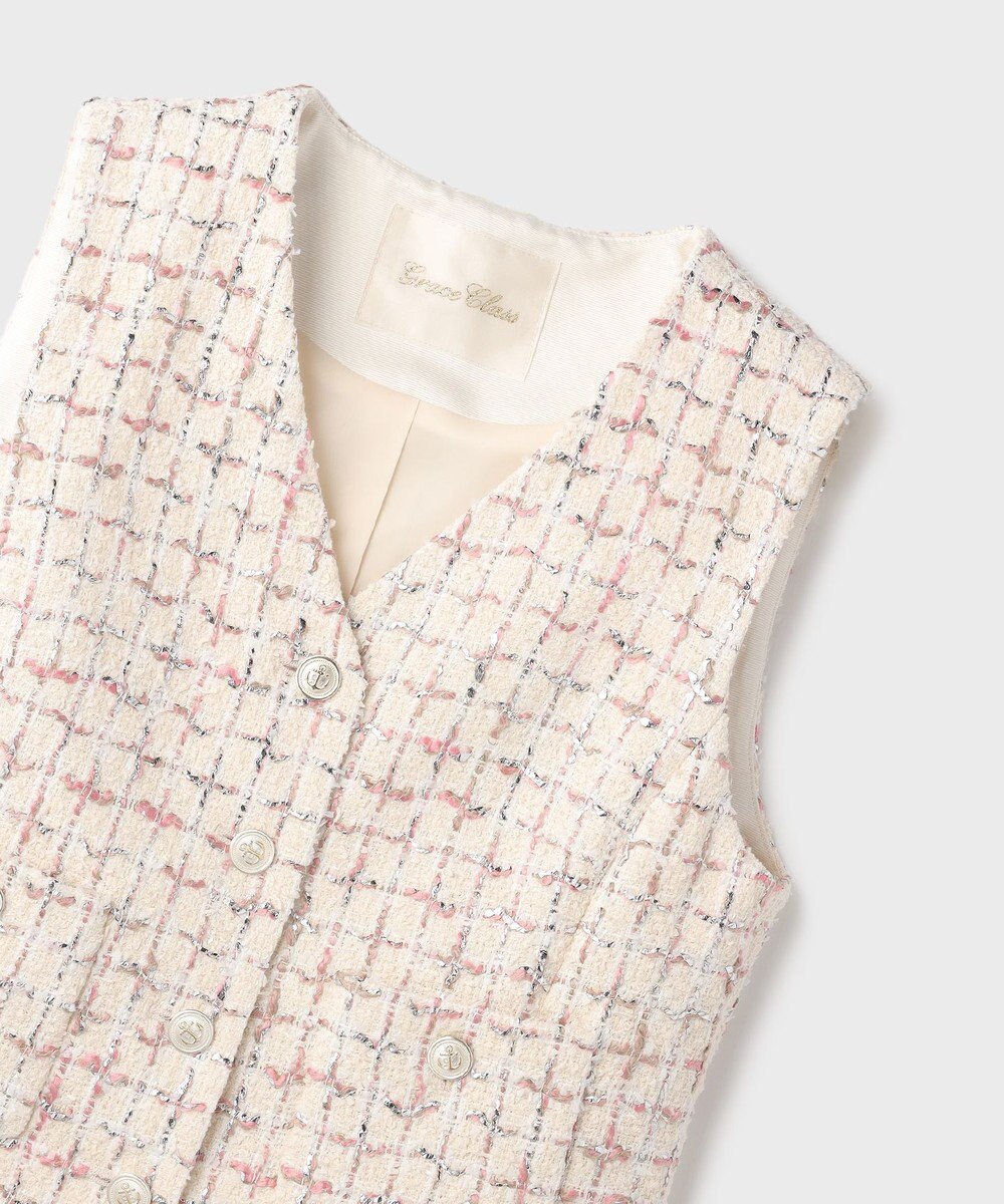 GRACE CONTINENTAL ツイードチェックジレ 