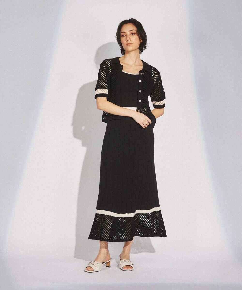 GRACE CONTINENTAL メッシュヘムニットワンピース 