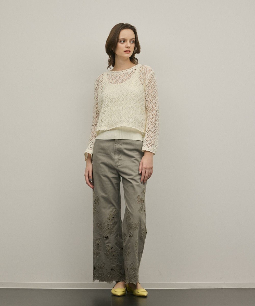 GRACE CONTINENTAL カットワークフレアパンツ 