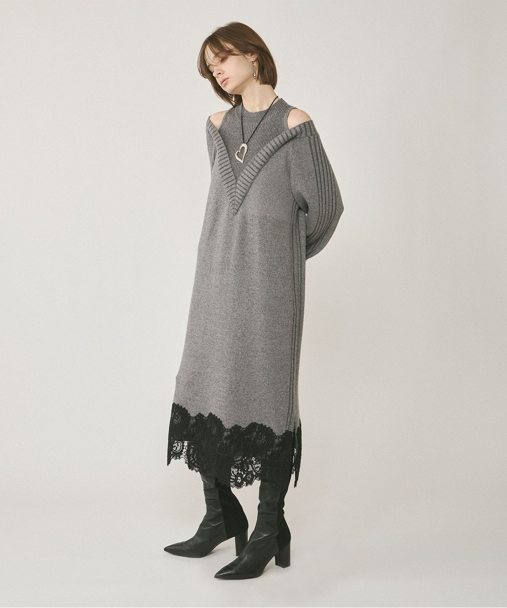 GRACE CONTINENTAL レイヤードレースニットワンピース