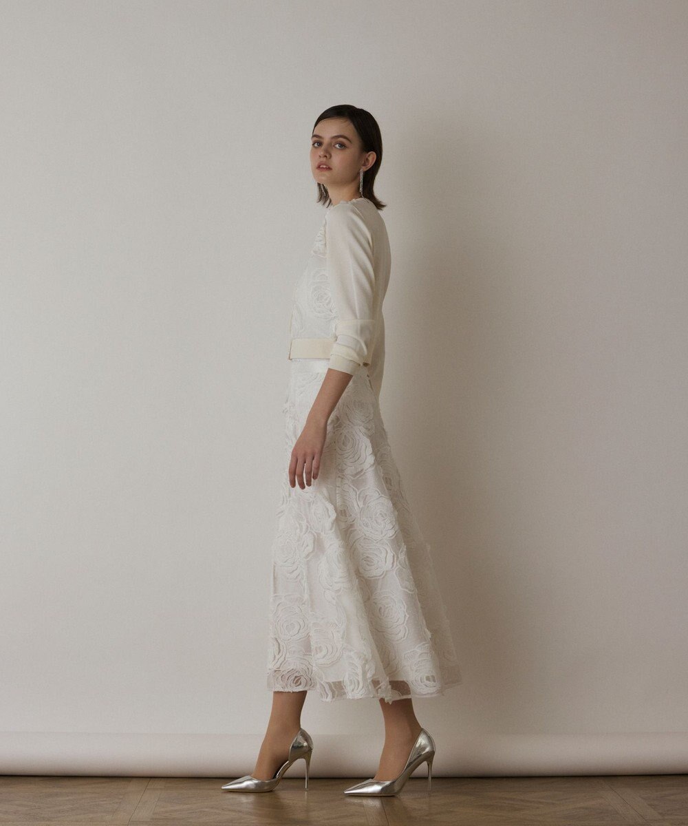 GRACE CONTINENTAL ローズ刺繍ニットカーディガン 