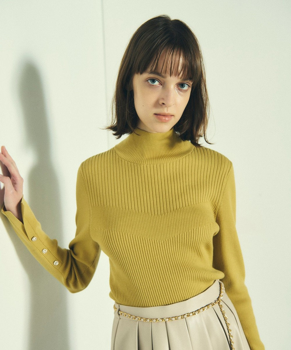 GRACE CONTINENTAL ビジューリブニットトップ