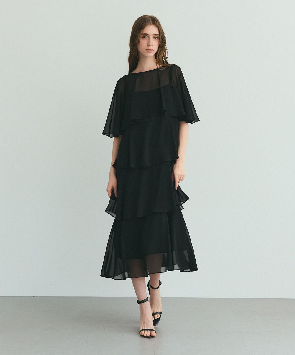 GRACE CONTINENTAL シフォンケープドレス 