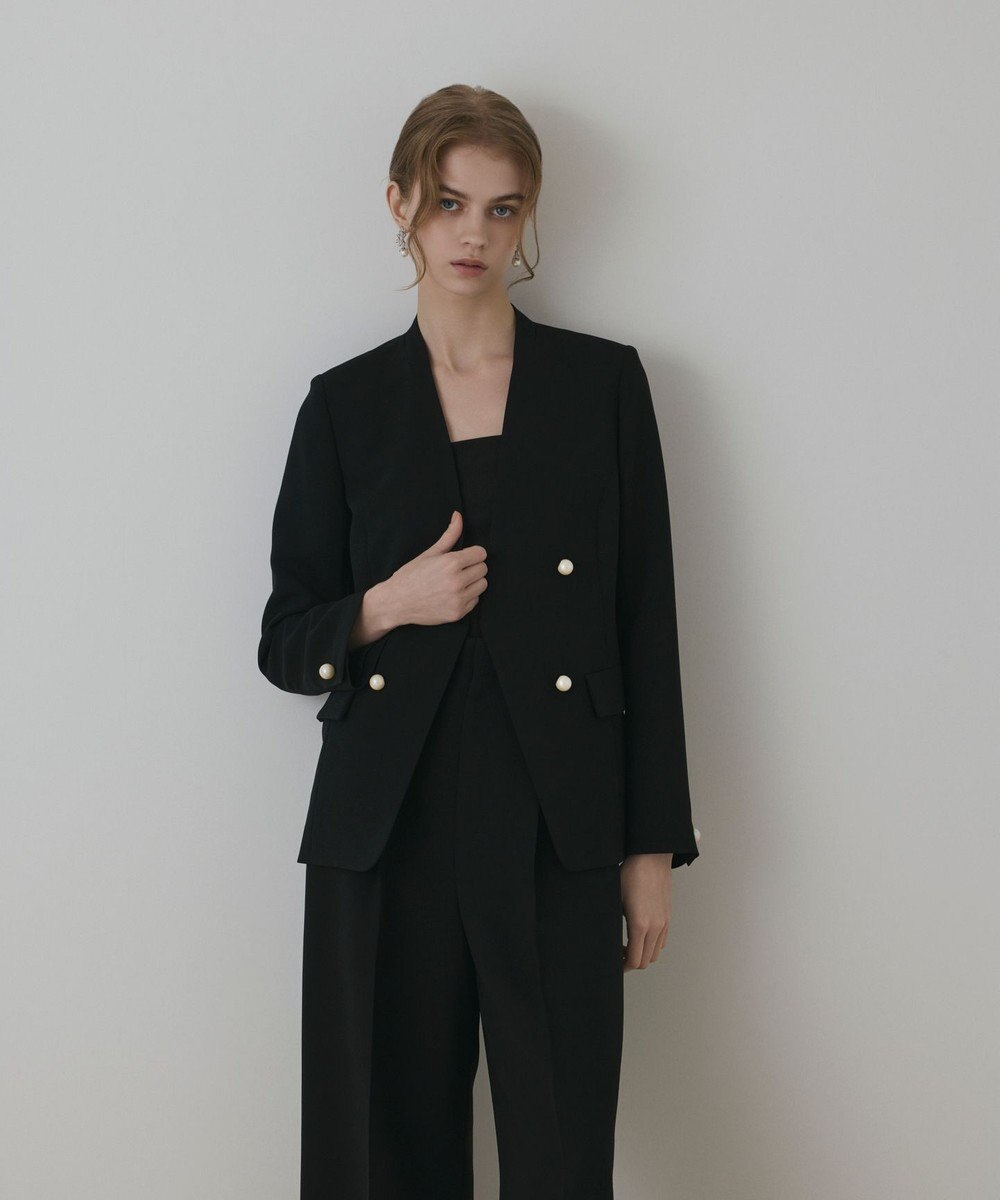 GRACE CONTINENTAL パールボタンノーカラージャケット 