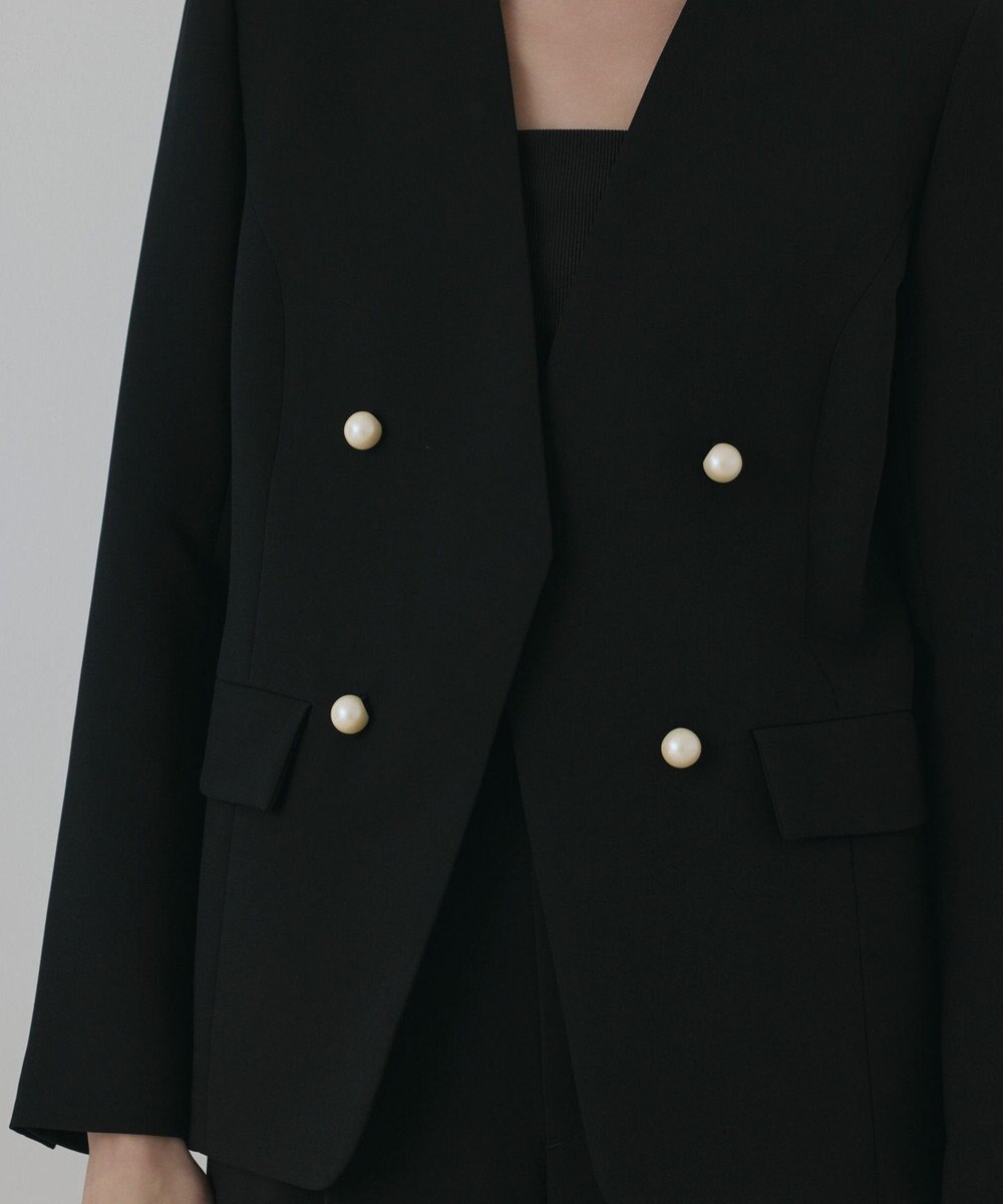 GRACE CONTINENTAL パールボタンノーカラージャケット 