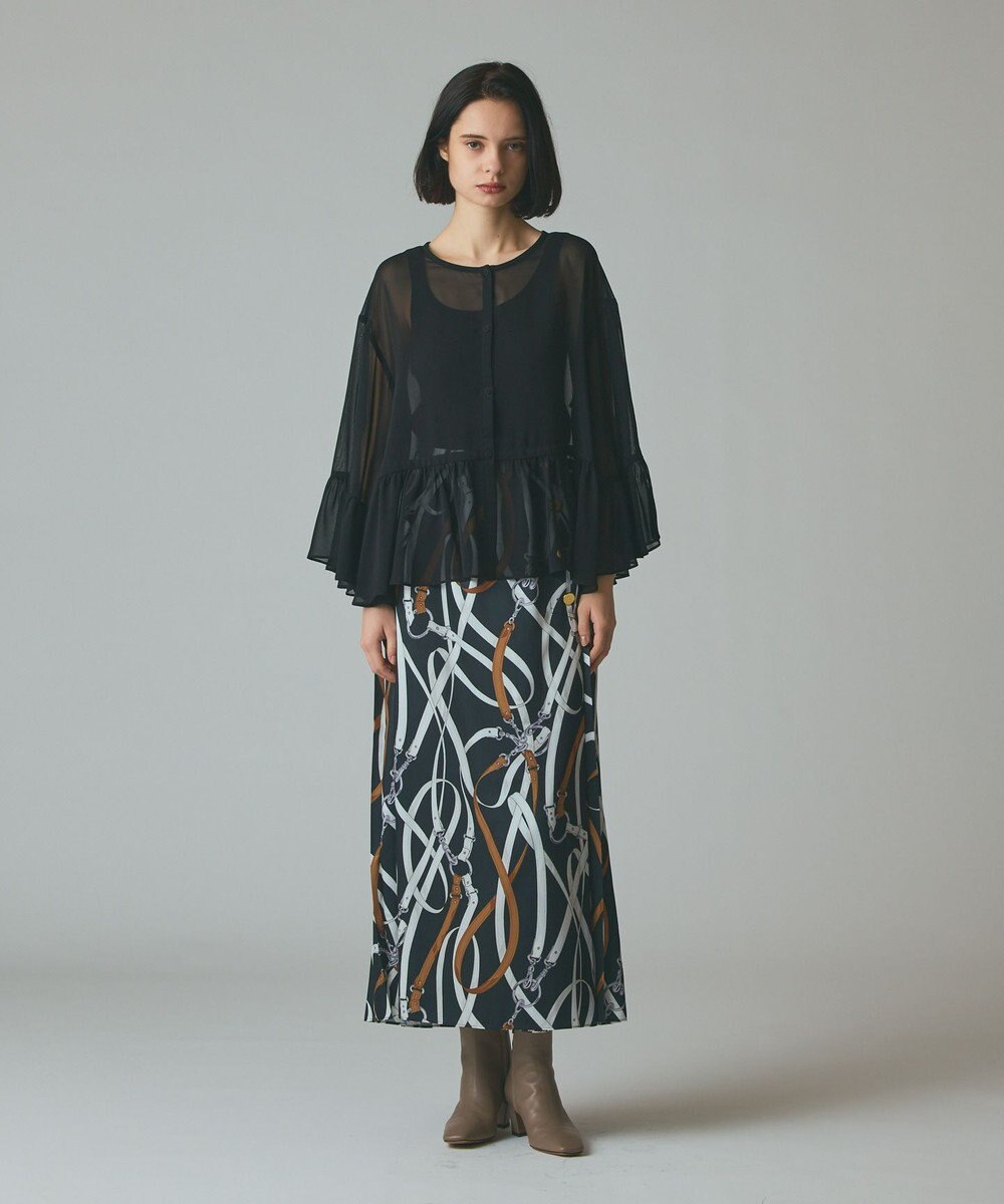 GRACE CONTINENTAL ベルトプリントアシメプリーツスカート 