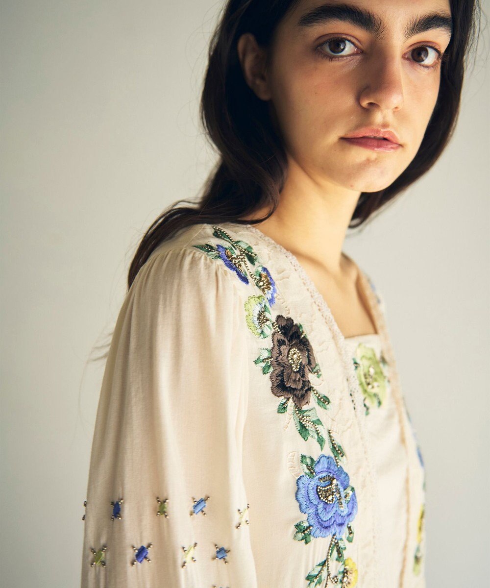 GRACE CONTINENTAL フラワー刺繍エスニックワンピース 