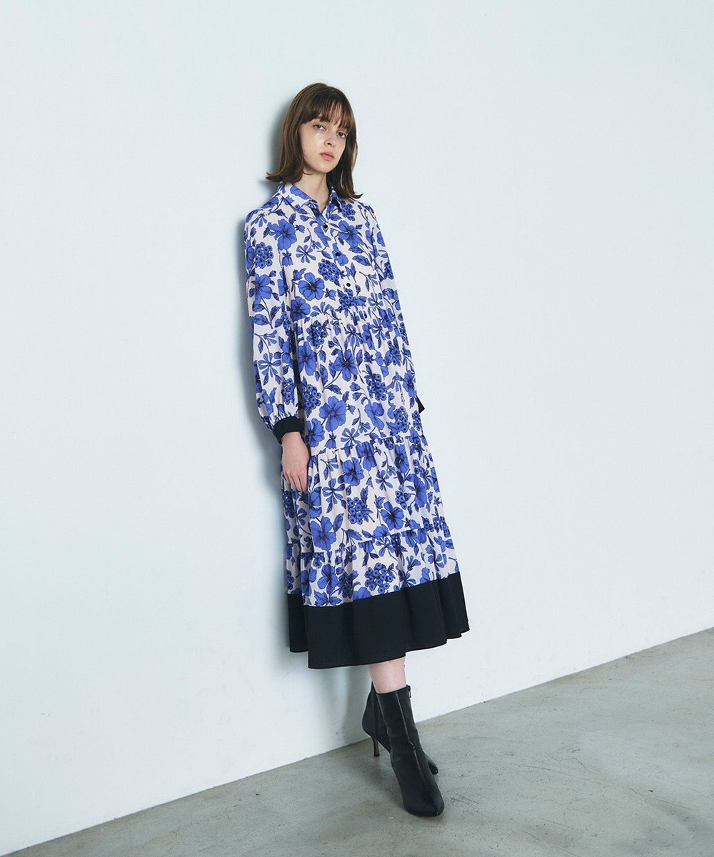 GRACE CONTINENTAL フラワープリントティアードワンピース 