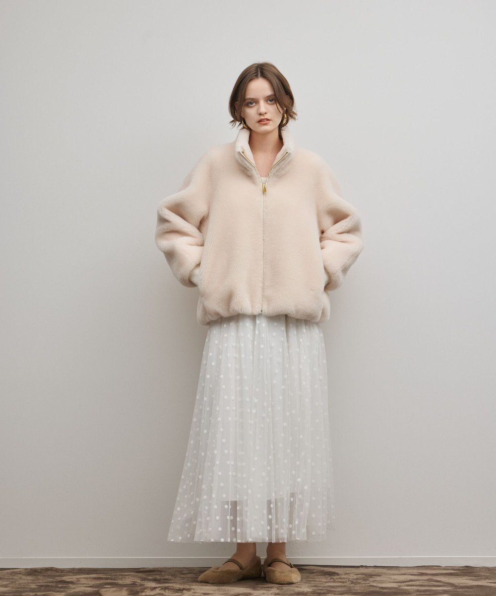 GRACE CONTINENTAL ウールボアスタンドカラージャケット 