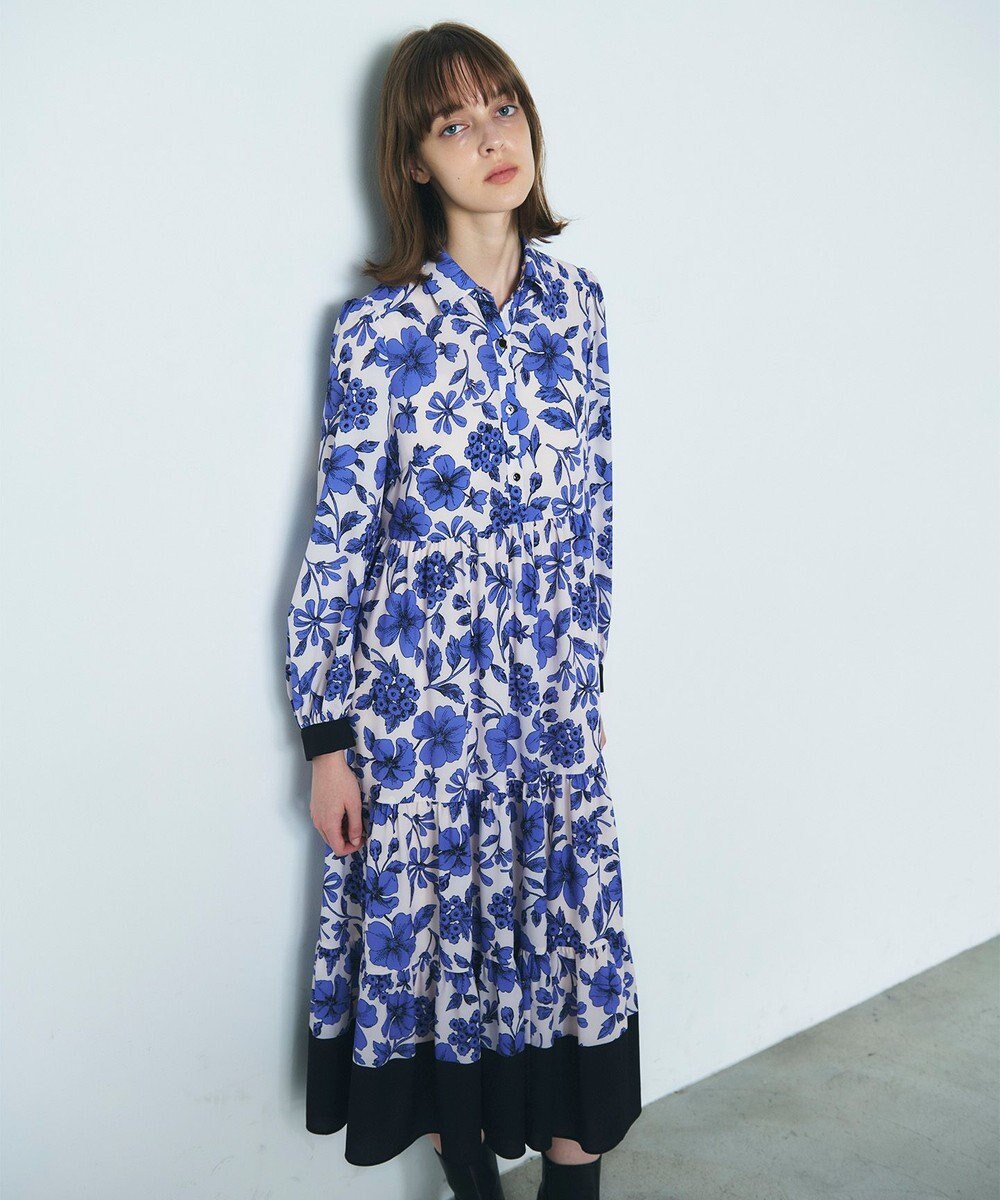 GRACE CONTINENTAL フラワープリントティアードワンピース 