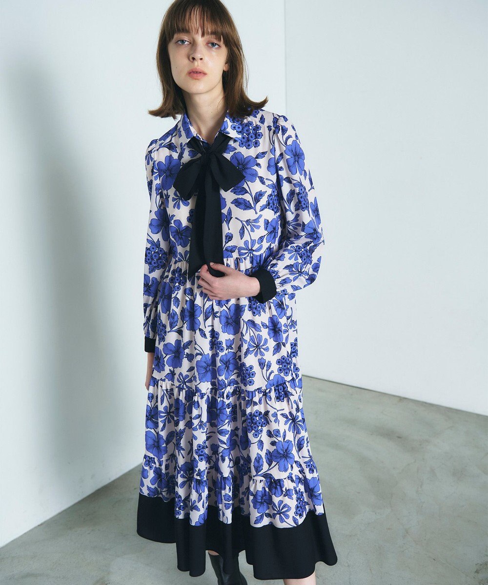 GRACE CONTINENTAL フラワープリントティアードワンピース 