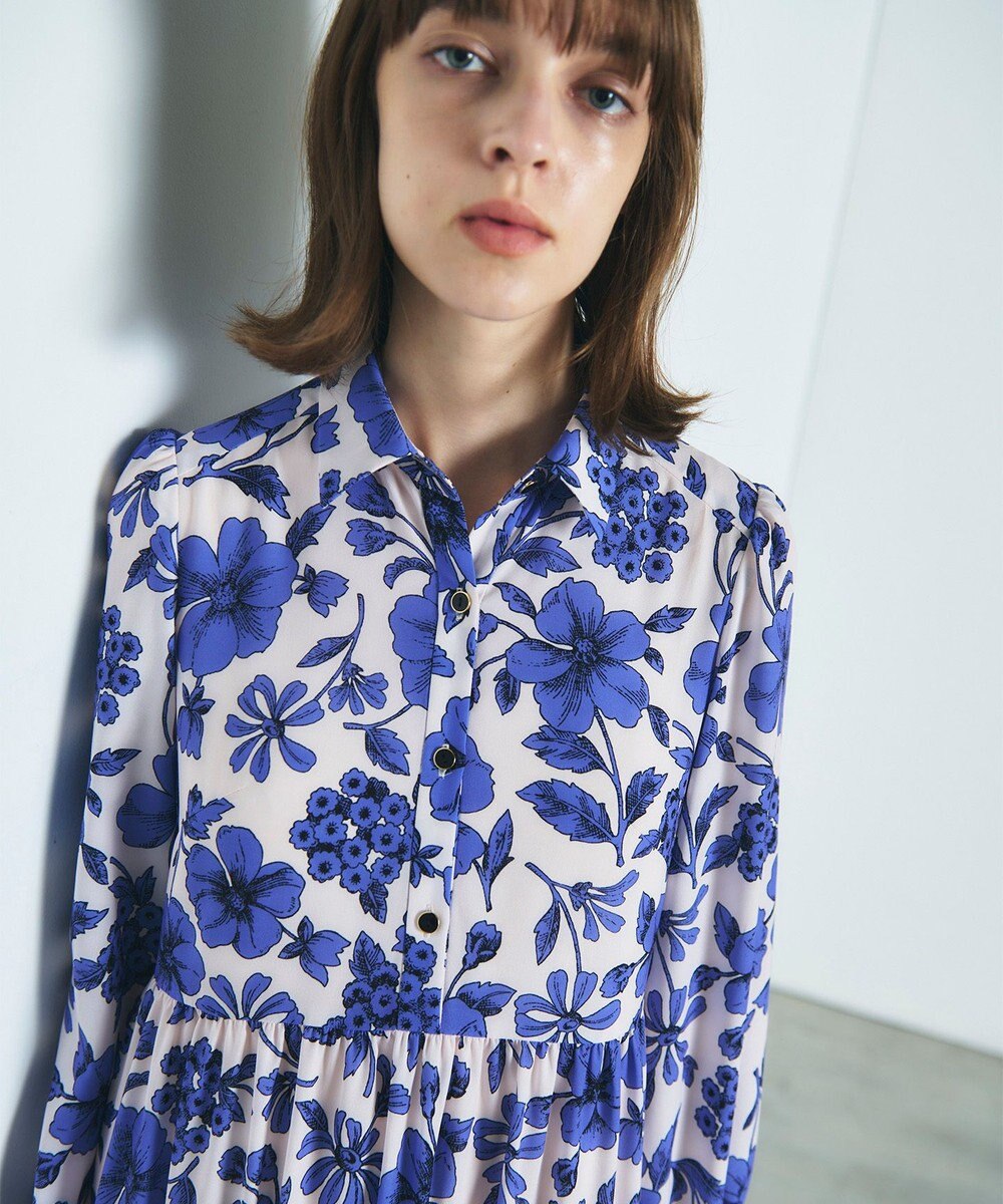 GRACE CONTINENTAL フラワープリントティアードワンピース 