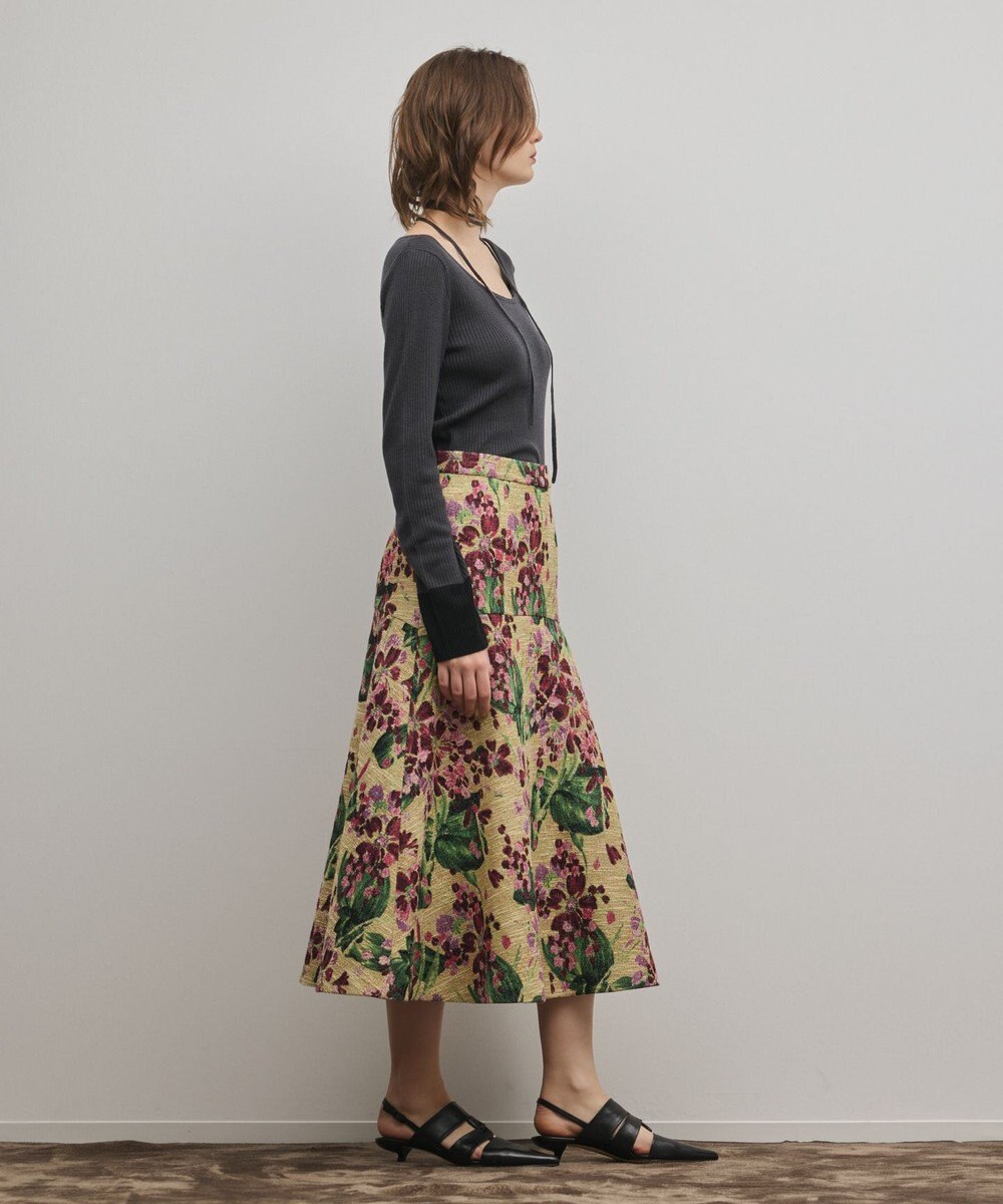GRACE CONTINENTAL フラワージャガードフレアスカート 