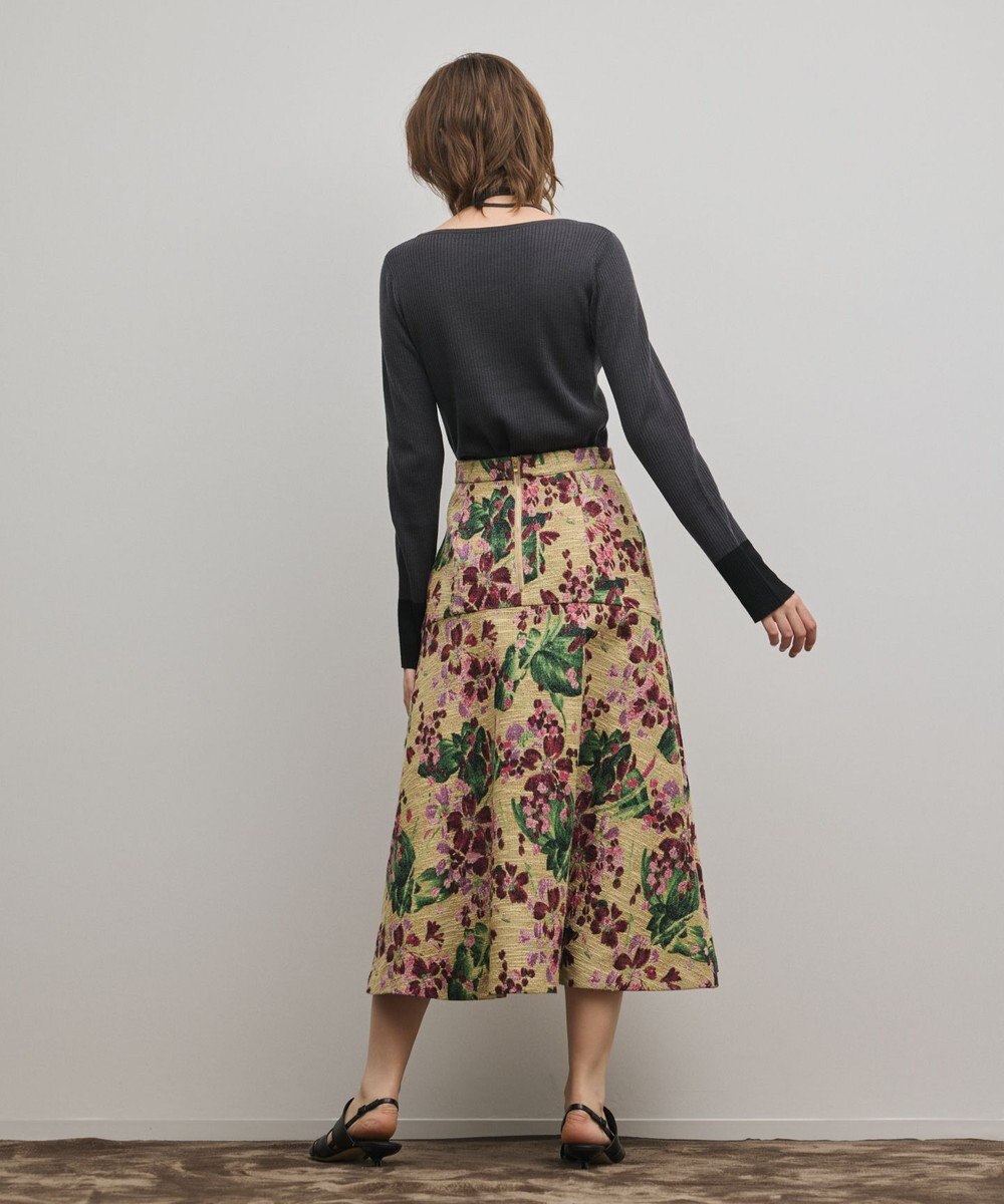 GRACE CONTINENTAL フラワージャガードフレアスカート 