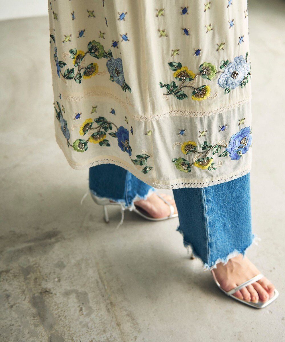 GRACE CONTINENTAL フラワー刺繍エスニックワンピース 