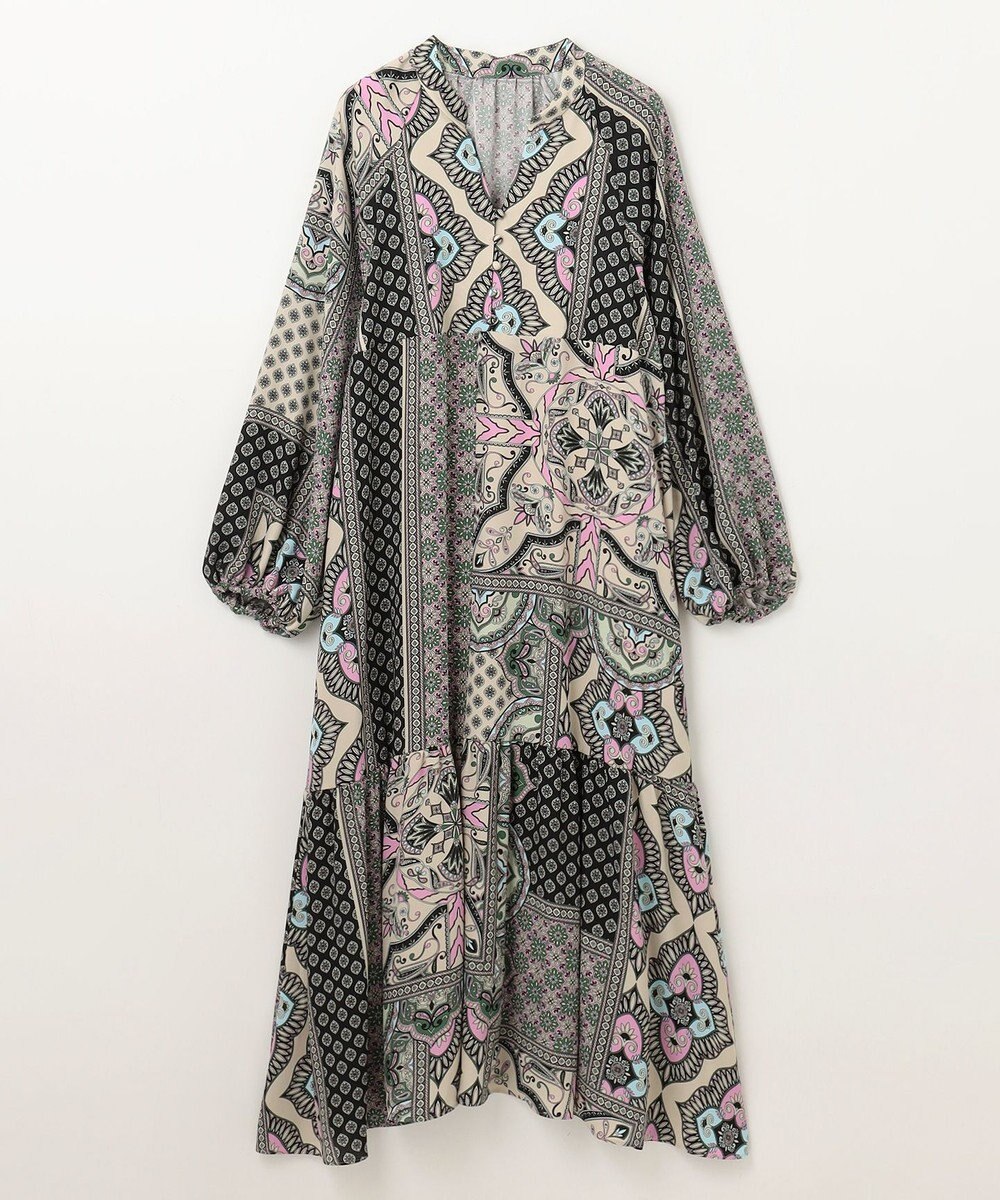 GRACE CONTINENTAL カフタンプリントロングワンピース 