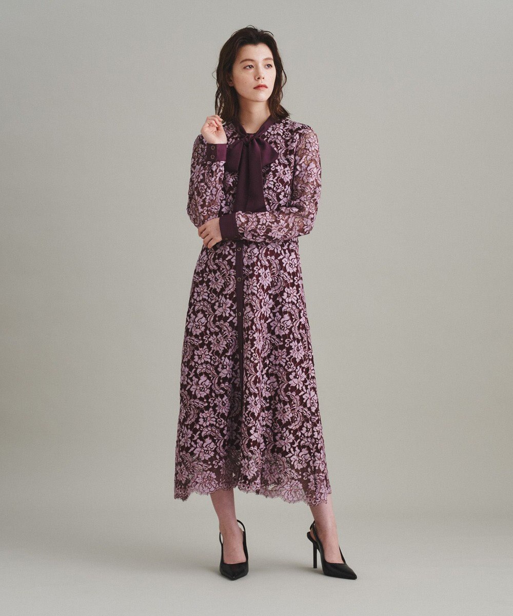 配色レースボウタイワンピース Grace Continental Grace Continental グレースコンチネンタル 通販 配色レースボウタイワンピース Grace Continental Grace Continental グレースコンチネンタル 通販