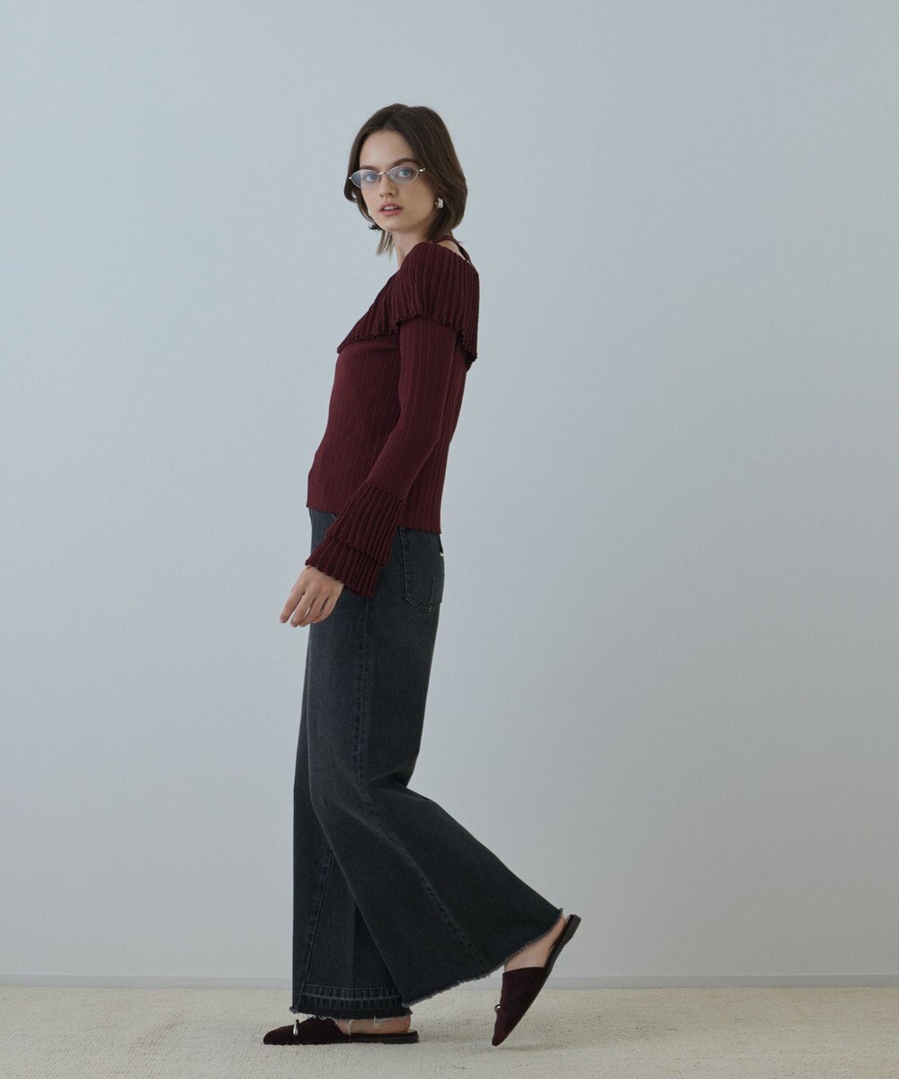 GRACE CONTINENTAL アイレットフレアニットトップ 