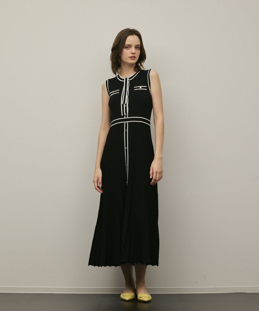 GRACE CONTINENTAL バイカラーボウタイニットワンピース 