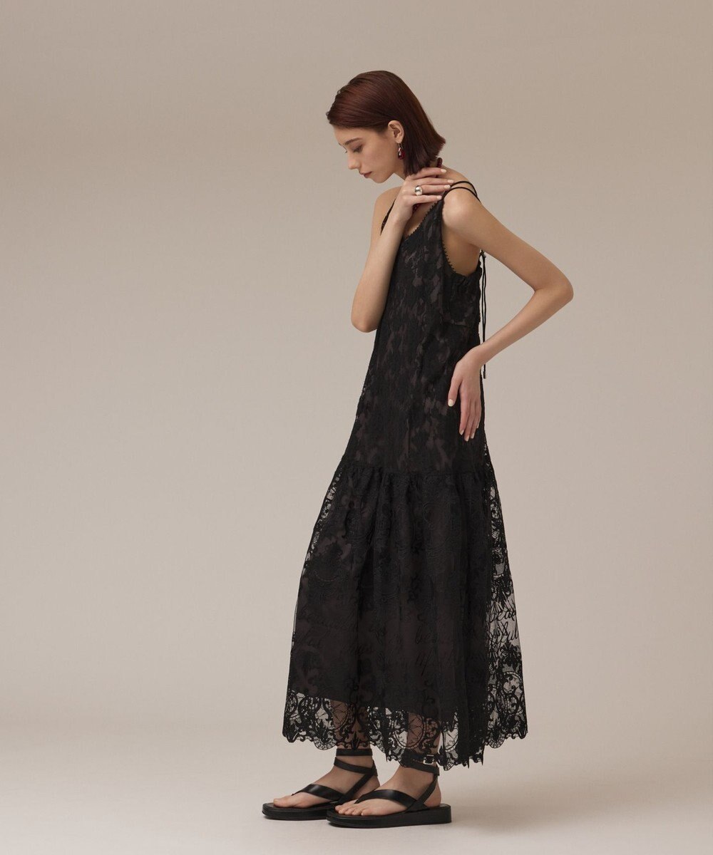 GRACE CONTINENTAL ロゴ刺繍レースワンピース 