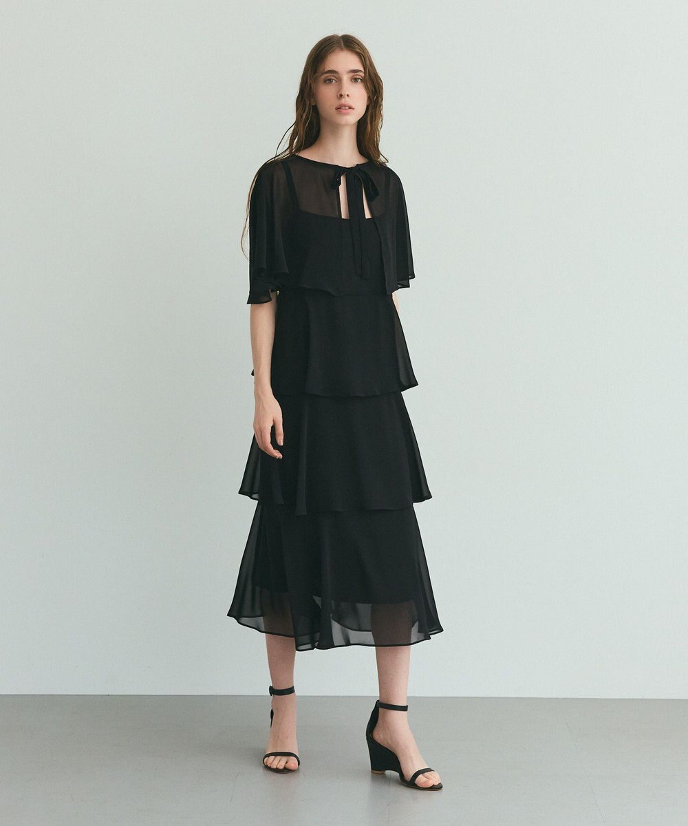 GRACE CONTINENTAL シフォンケープドレス 