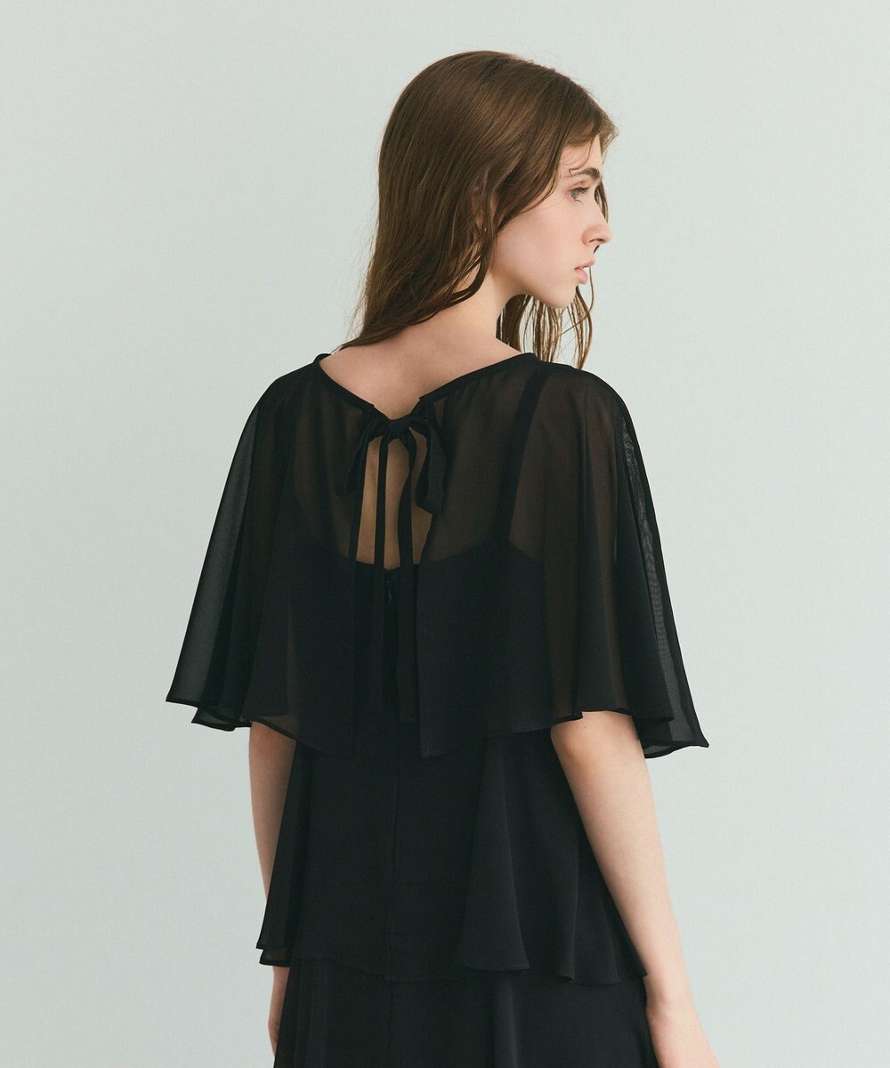 GRACE CONTINENTAL シフォンケープドレス 