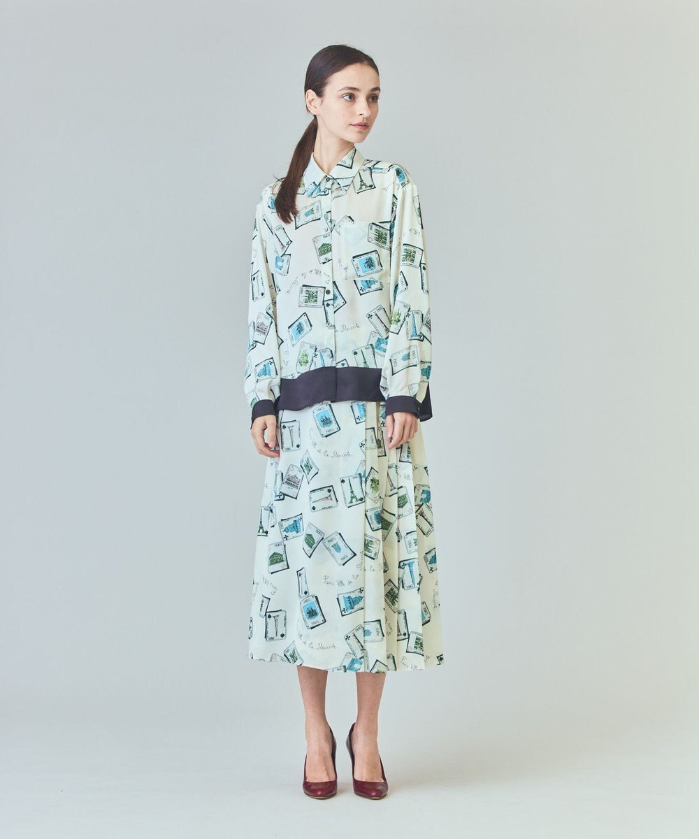 GRACE CONTINENTAL トランププリントブラウス 