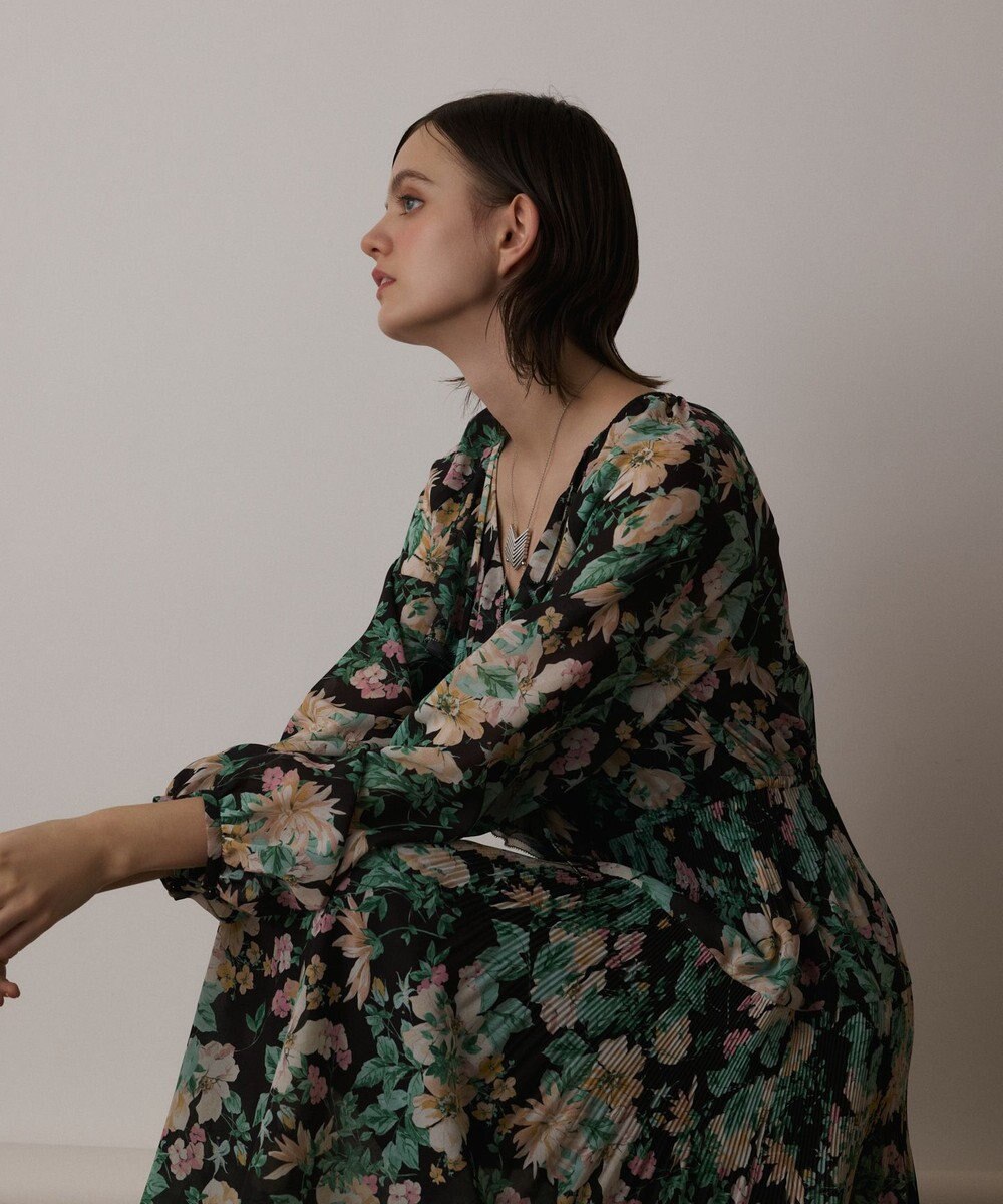 GRACE CONTINENTAL フラワープリントカフタンドレス 