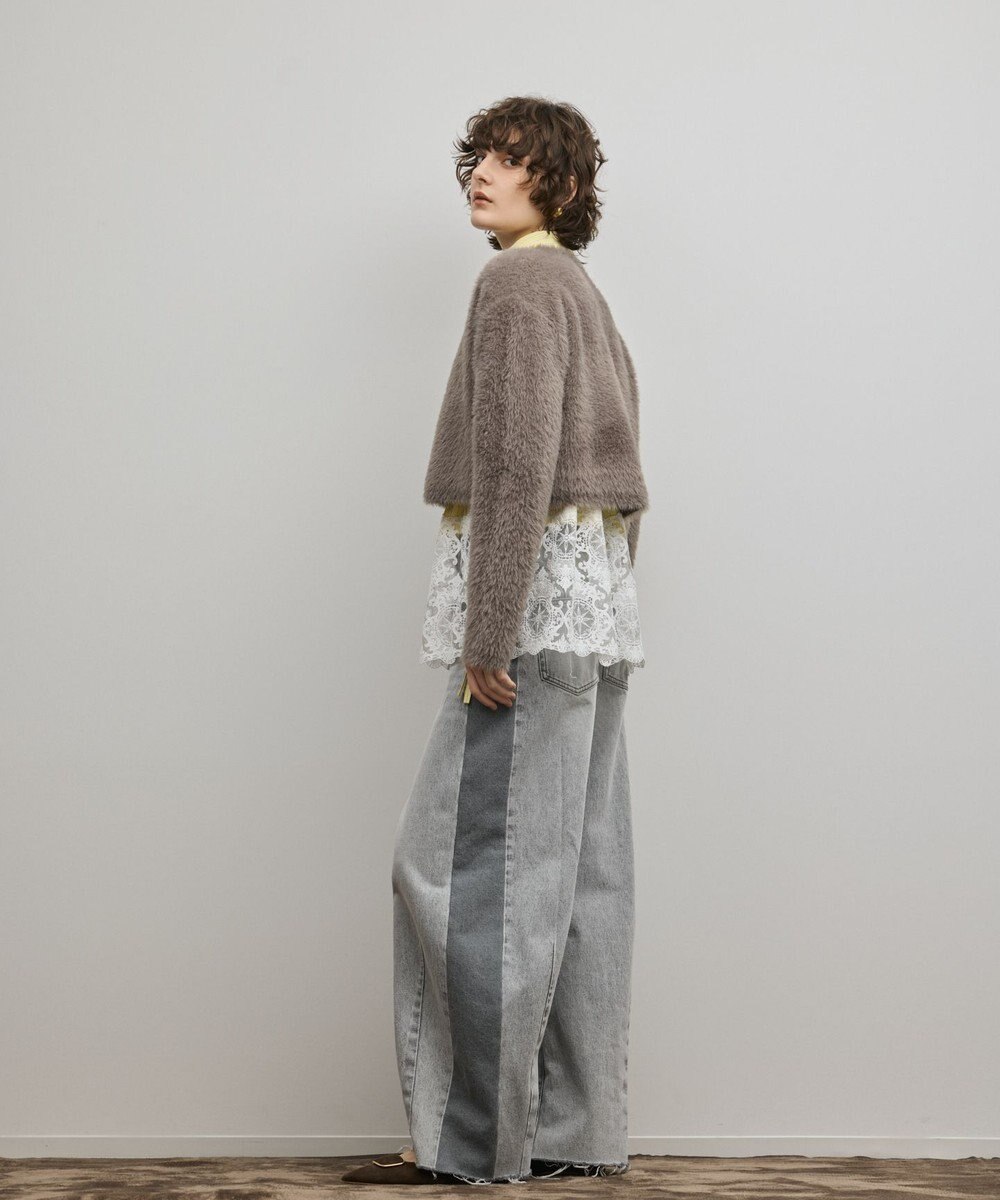 GRACE CONTINENTAL フェザーショートニットカーディガン 