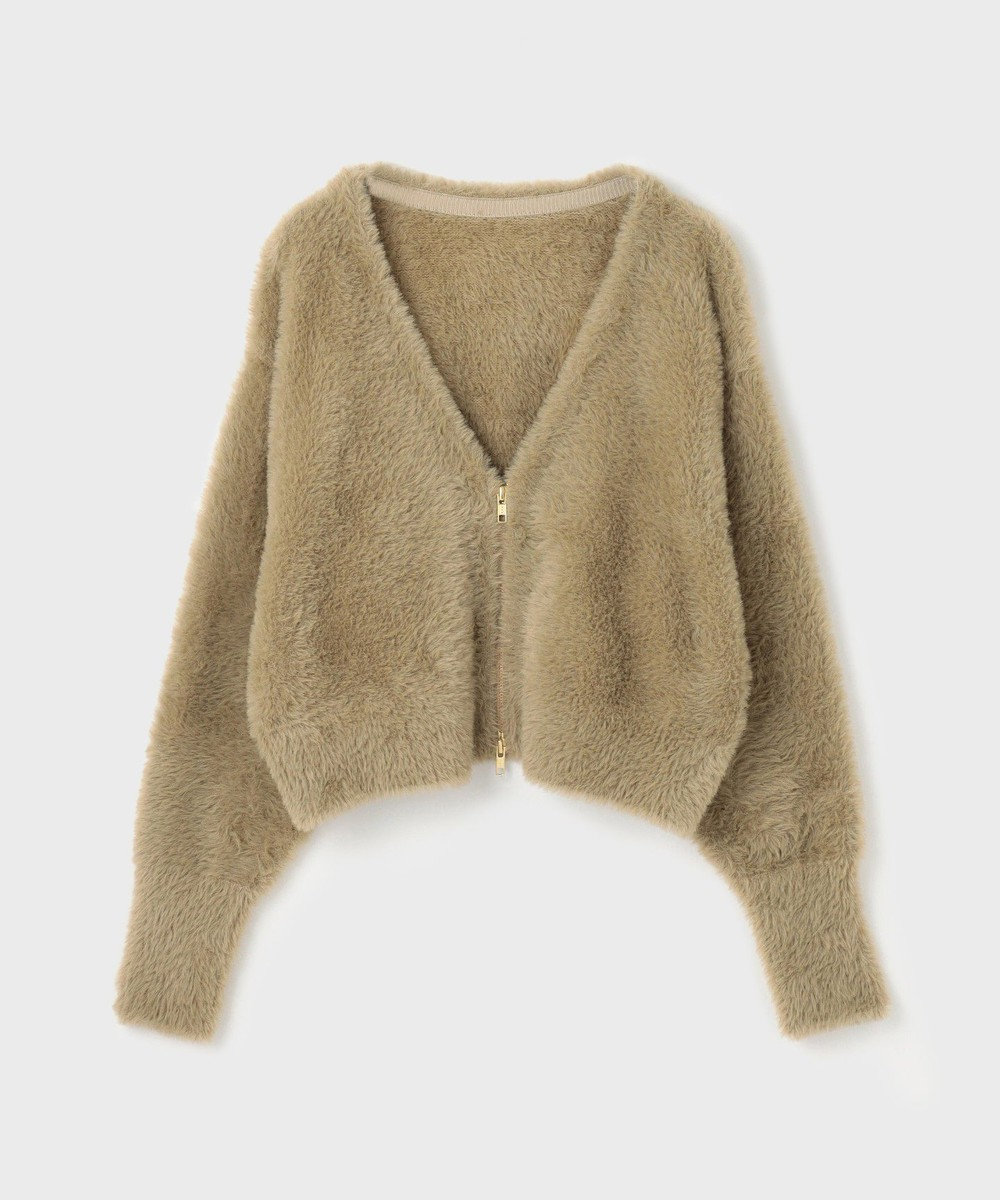 GRACE CONTINENTAL フェザーzipニットカーディガン