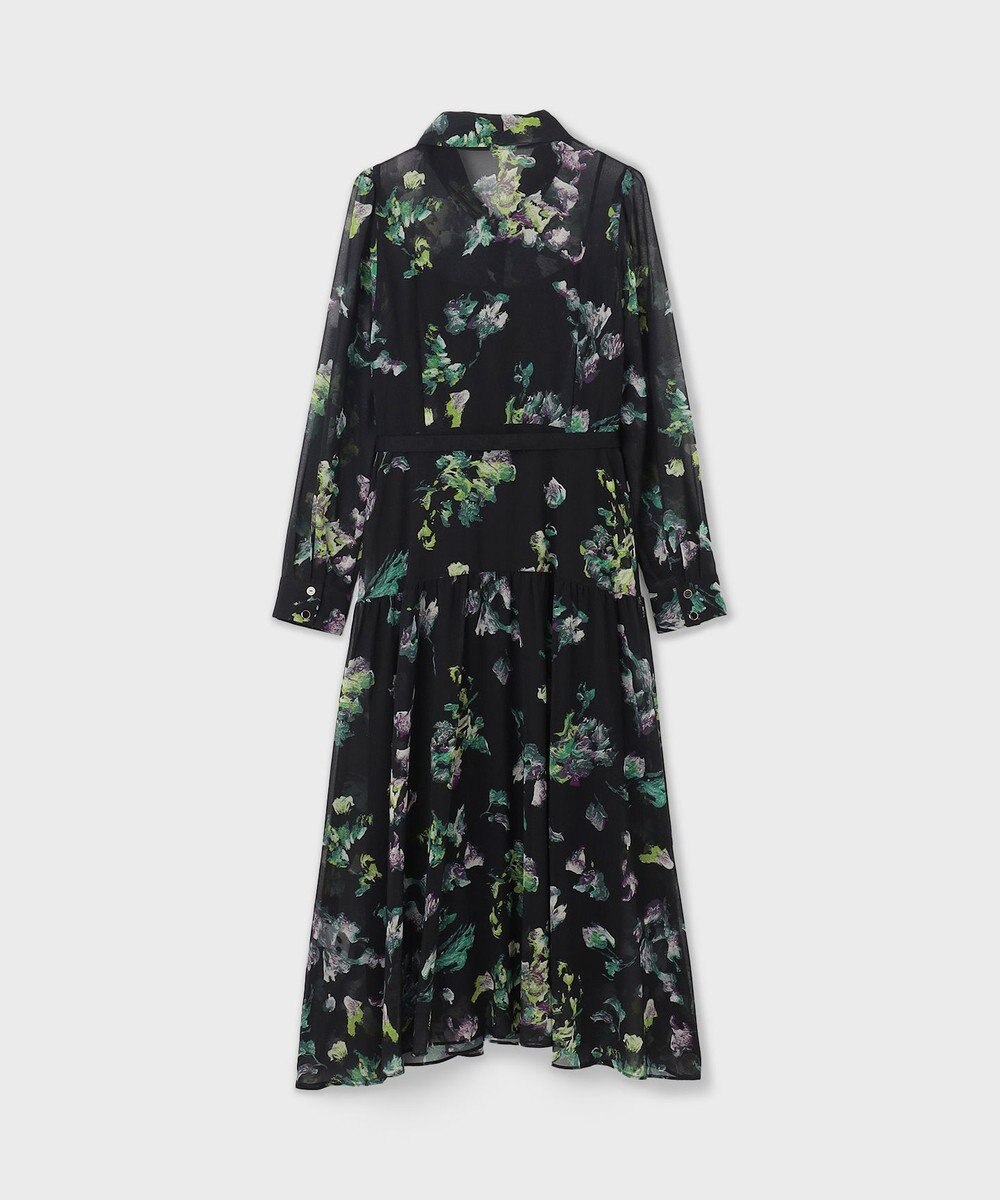 GRACE CONTINENTAL フラワープリントボウタイ付ワンピース 