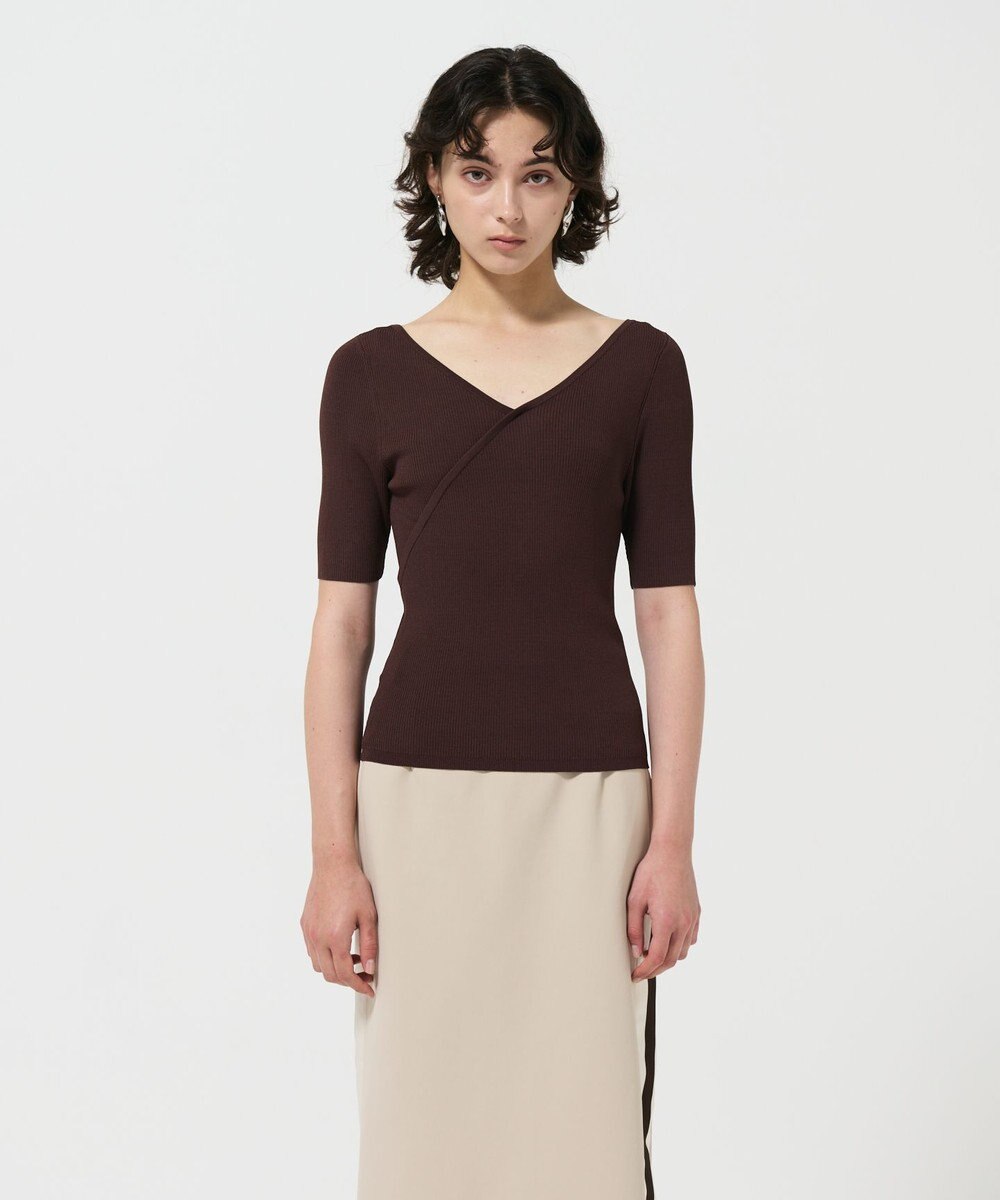 GRACE CONTINENTAL リブカシュクールニットトップ