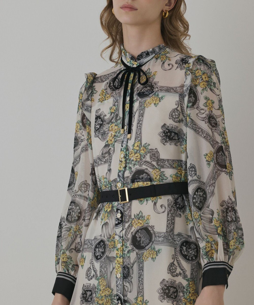 GRACE CONTINENTAL オーナメントフラワープリントワンピース 