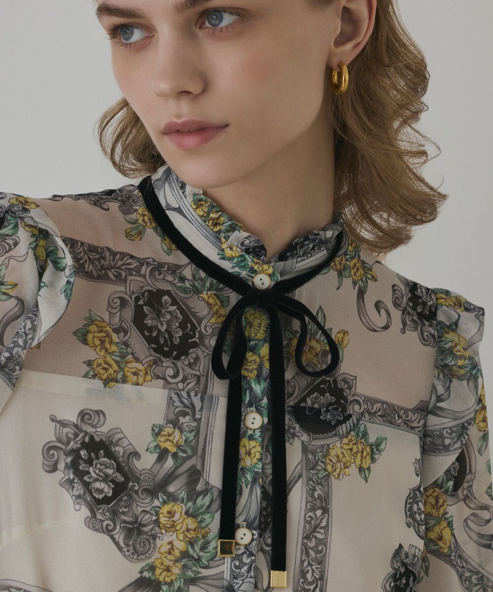 GRACE CONTINENTAL オーナメントフラワープリントワンピース 