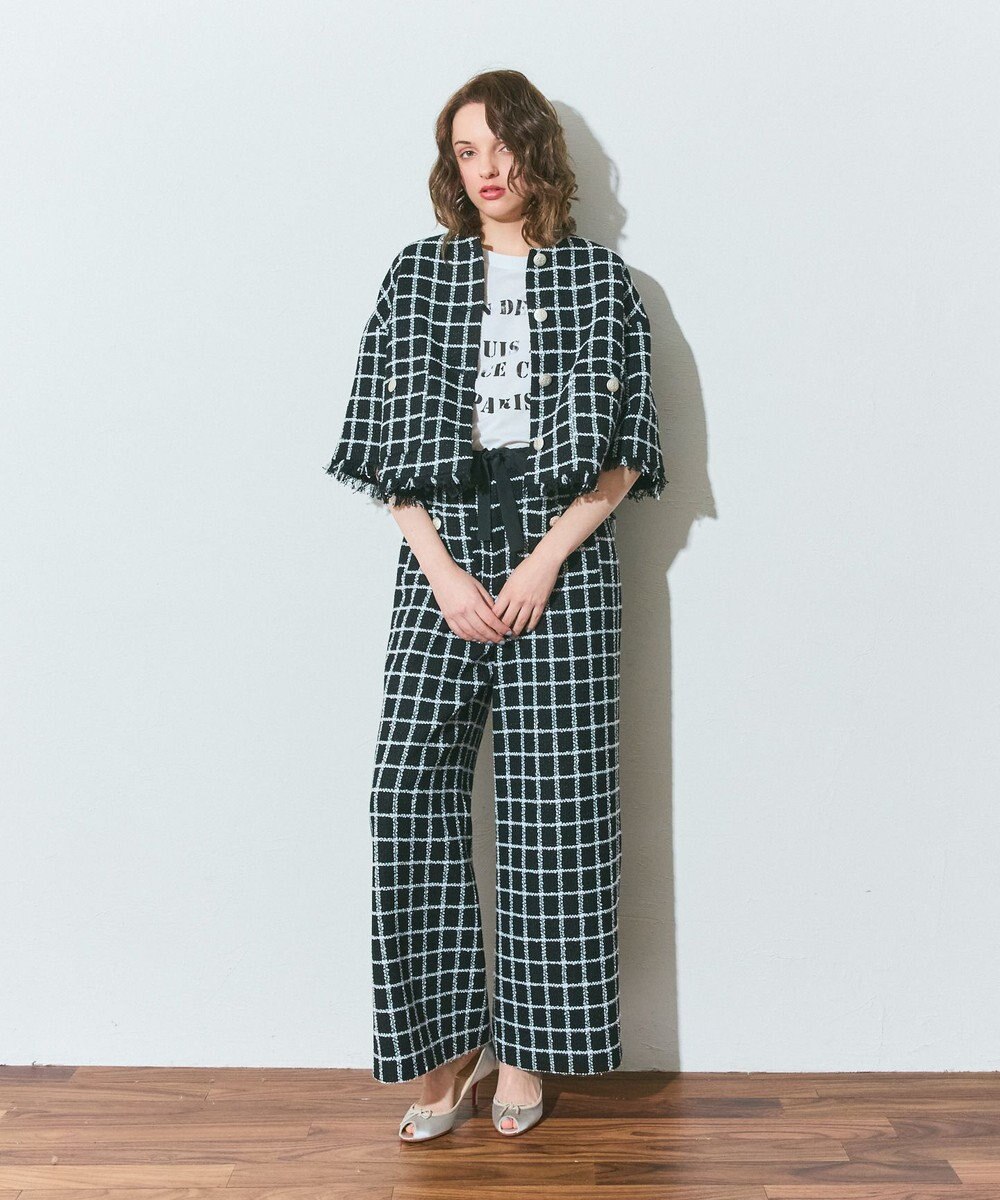 GRACE CONTINENTAL ツイードイージーパンツ 